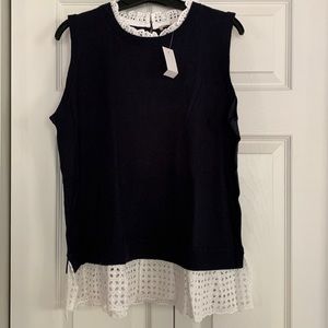 NWT Loft sleeveless sweater with lace trim